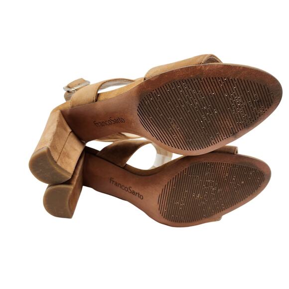 Franco Sarto Leather Feminine High Heels Rumi Sandals Tan Brown Size 6.5 M - Picture 7 of 10